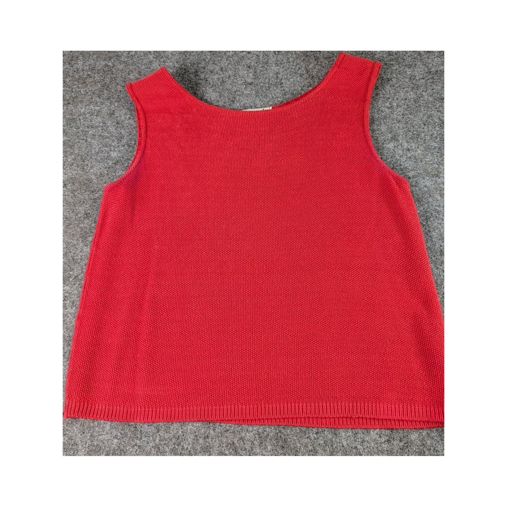 Chicos Design Red Knit Sleeveless Tank Top Scoop Neck Rayon Vintage Size S/M EUC
